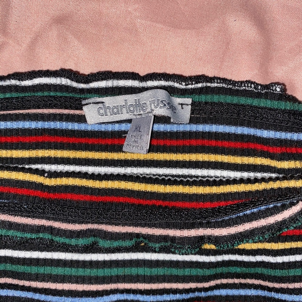 off the shoulder striped shirt